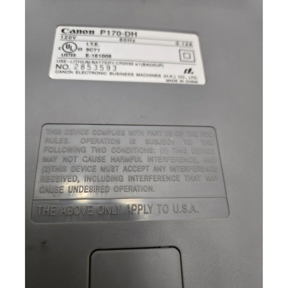 CANON P170-DH Digit Display Printing Clock Calendar Desk Calculator Tested Works